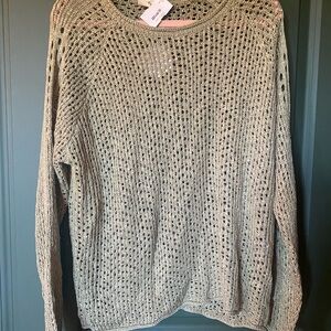 Women's Open-Knit Sweater - olive green